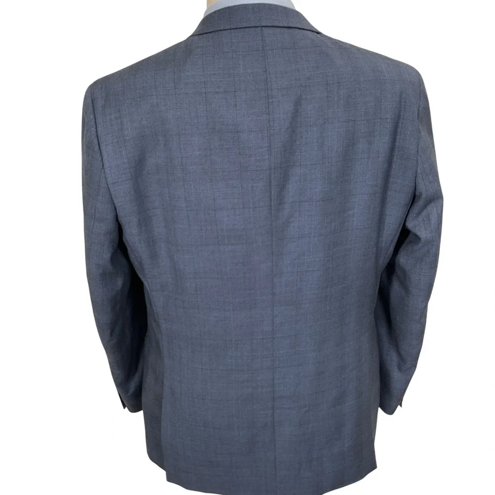 Alberto Cardinali Suit Mens 42S 36W 27L Blue Gray Plaid‎ Slim Fit  Lightweight